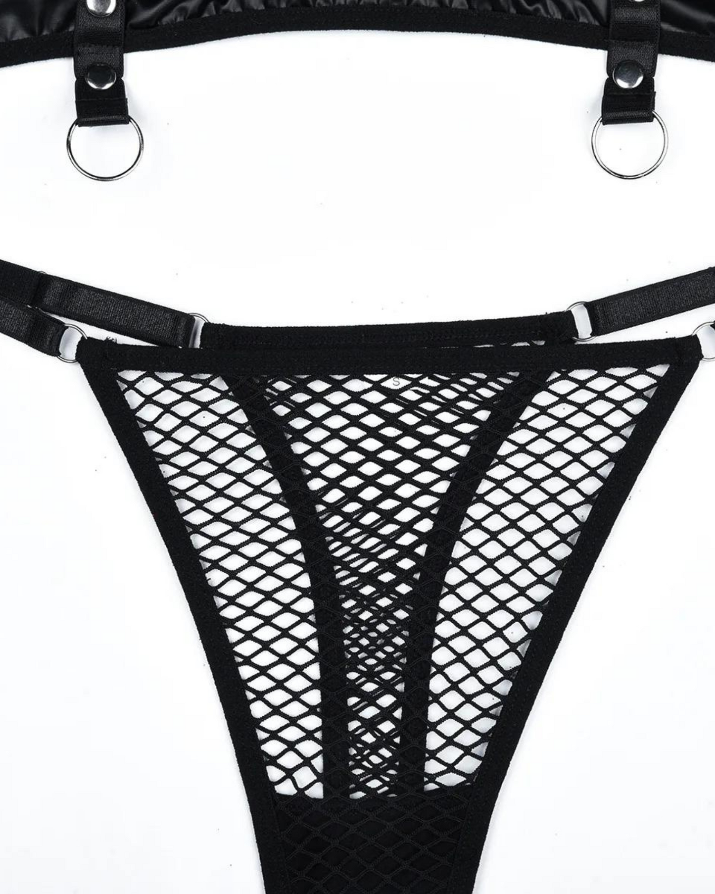 Sada spodního prádla s ozdobnými křížky a koženými prvky