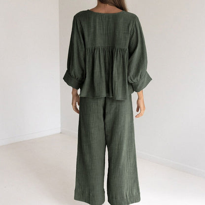 Volná bavlněná domácí souprava s úvazky