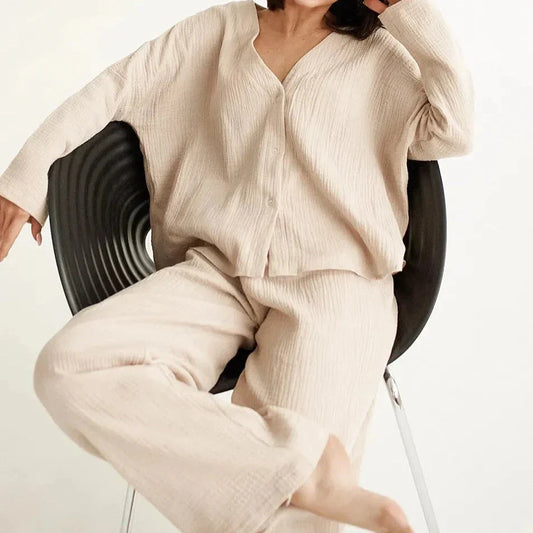 Volná souprava domácího oblečení s dlouhými nohavicemi