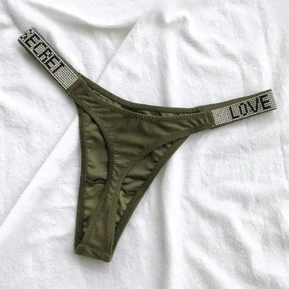 Tanga kalhotky se zirkony na ramínkách