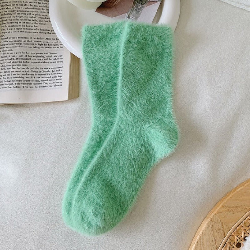 Dlouhé nadýchané dámské ponožky v pastelových barvách