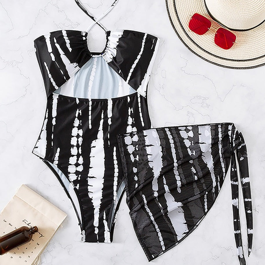 Jednodílné plavky Monokini s úvazkem a šálou