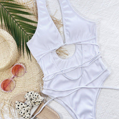 Jednodílné plavky Monokini se zavazováním na vázání