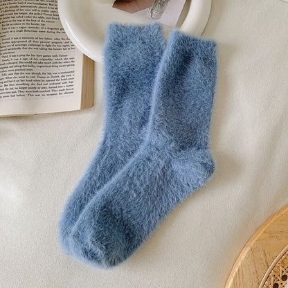 Dlouhé nadýchané dámské ponožky v pastelových barvách