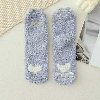 Dlouhé nadýchané dámské ponožky s motivem tlapky