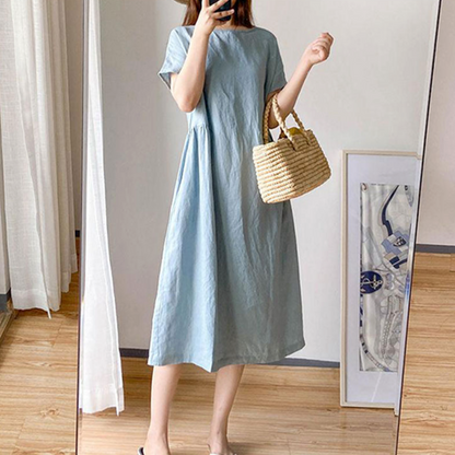 Jednoduché midi letní šaty s kapsami