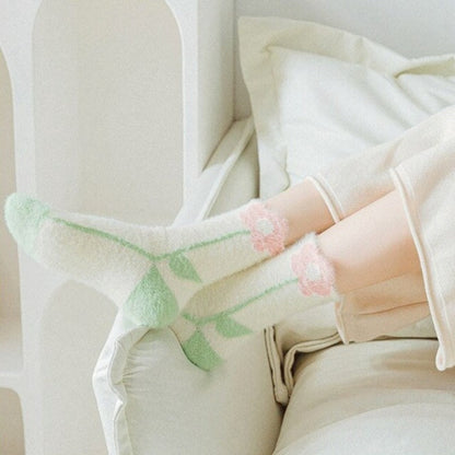 Pastelové nadýchané dámské ponožky