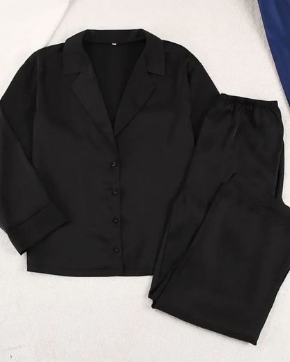 Luxusní saténové pyžamo s dlouhým rukávem