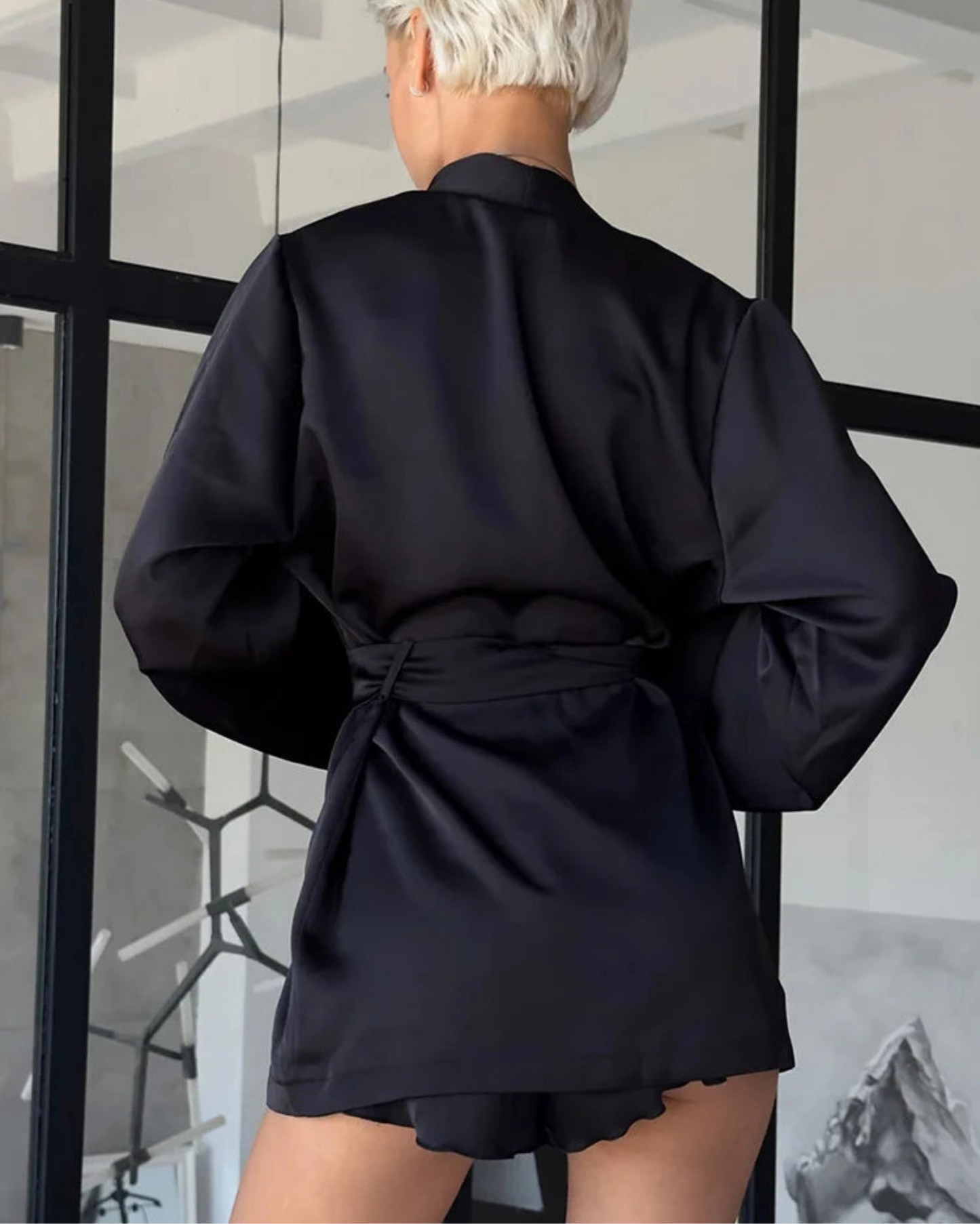 Volné kimono pyžamo s topem a kraťasy