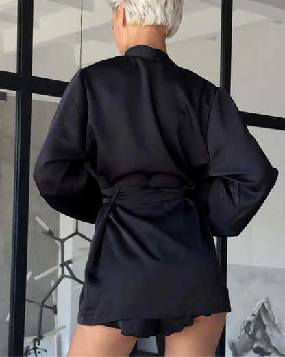 Volné kimono pyžamo s topem a kraťasy