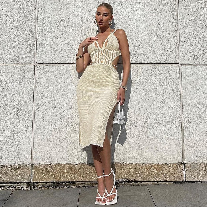 Pletené midi letní šaty