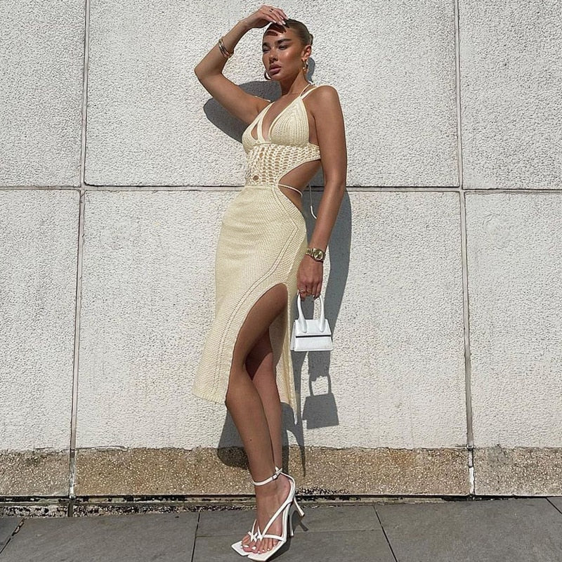 Pletené midi letní šaty