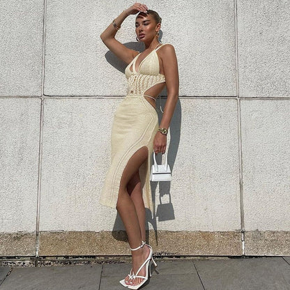 Pletené midi letní šaty