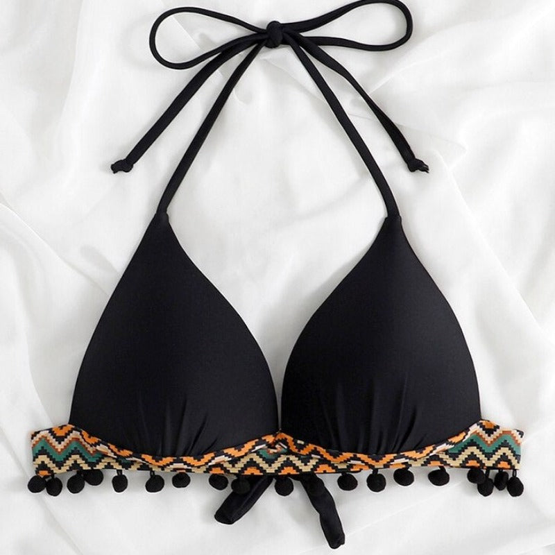 Plavková podprsenka s ramínky a bambulkami