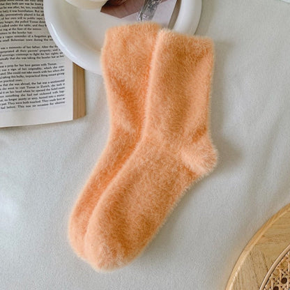 Dlouhé nadýchané dámské ponožky v pastelových barvách