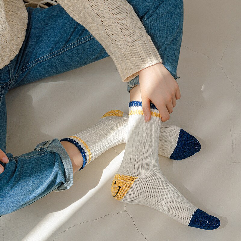 Žebrované ponožky se vzorem na patě