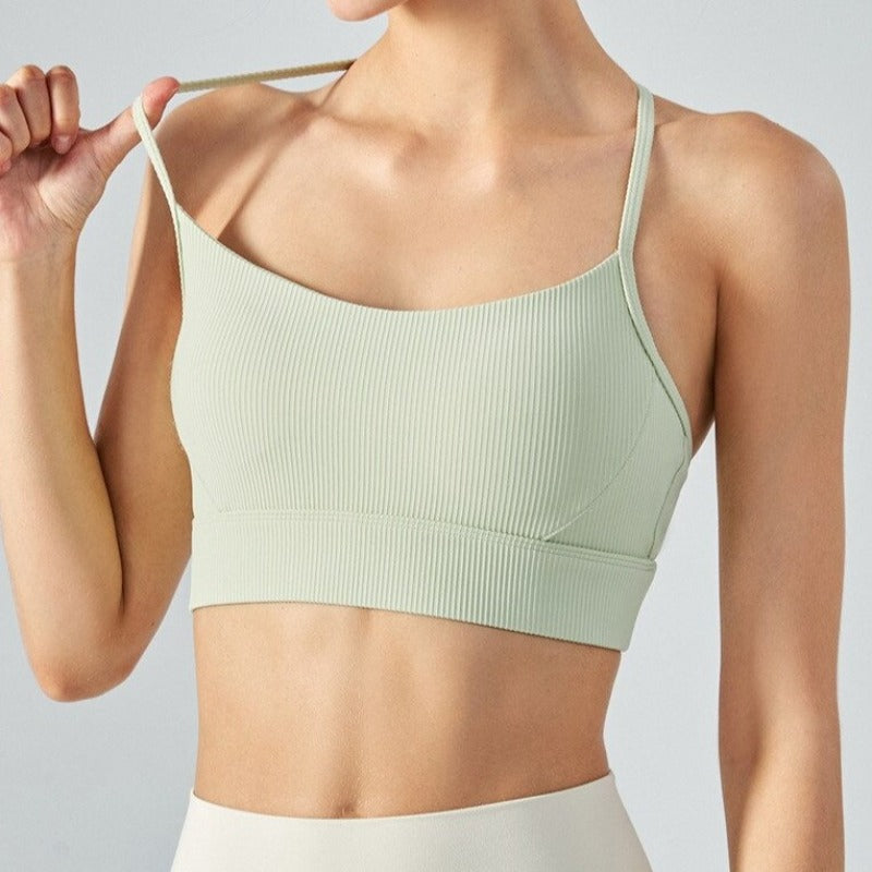 Žebrovaný sportovní top s ramínky