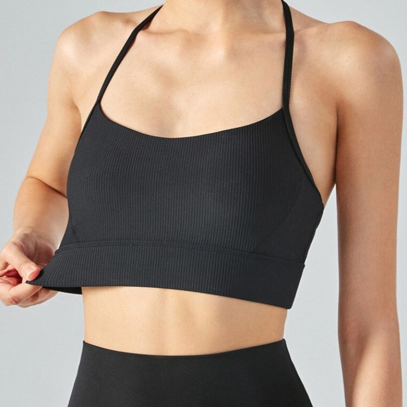 Žebrovaný sportovní top s ramínky