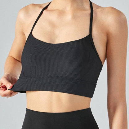 Žebrovaný sportovní top s ramínky