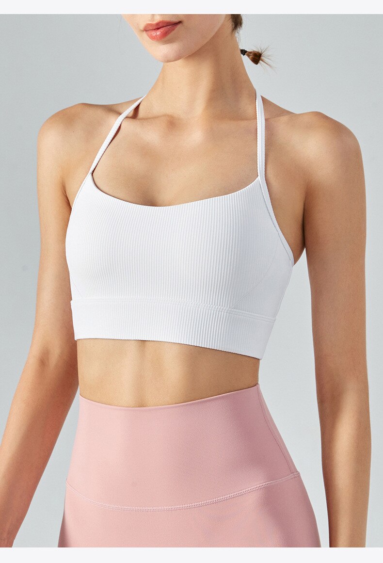 Žebrovaný sportovní top s ramínky