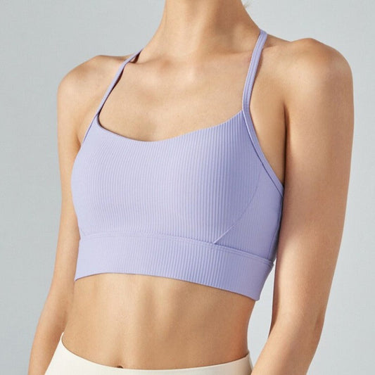 Žebrovaný sportovní top s ramínky