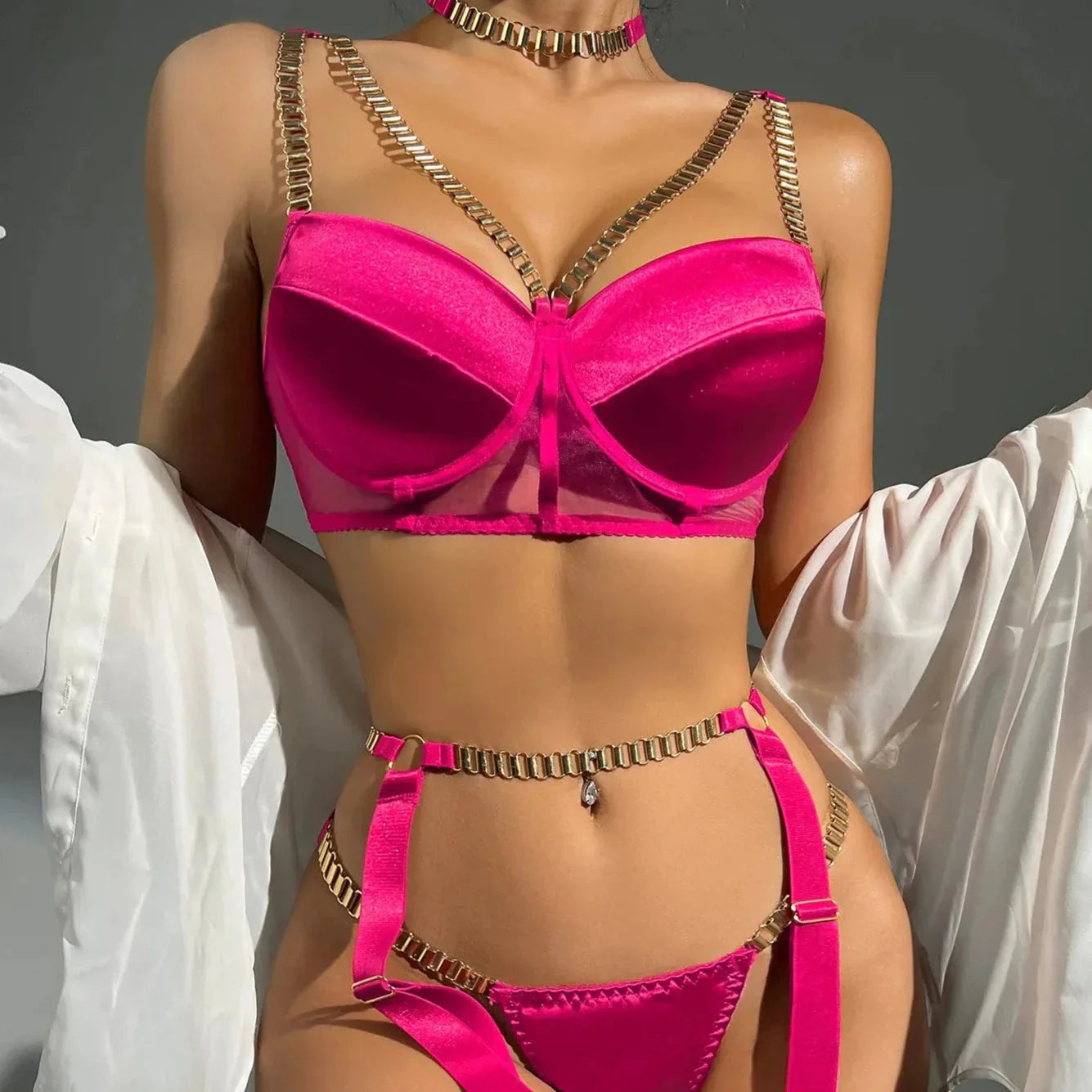 3dílná sada spodního prádla s řetízky