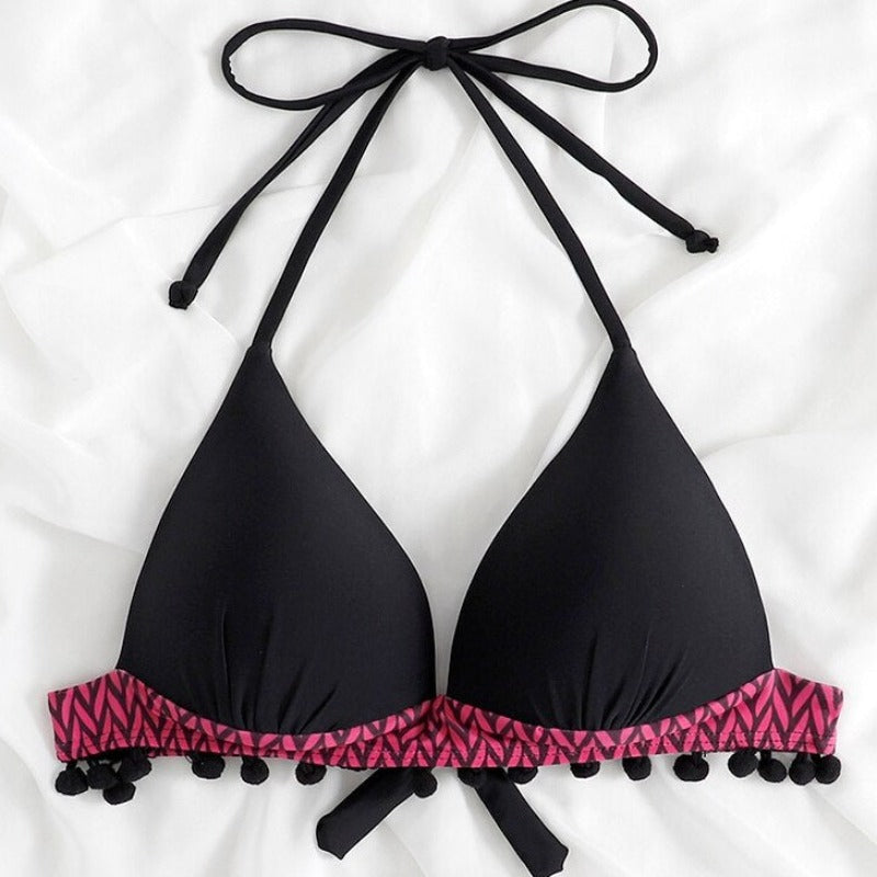 Plavková podprsenka s ramínky a bambulkami