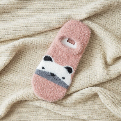 Teplé dámské kotníkové ponožky s plyšovým medvídkem