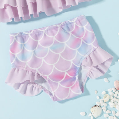 Růžové dvoudílné plavky s motivem mořské panny pro dívky