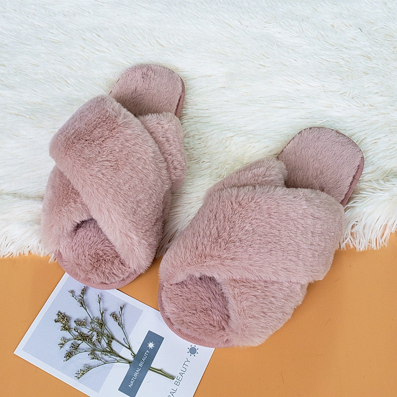 Módní teplé pantofle s otevřenou špičkou