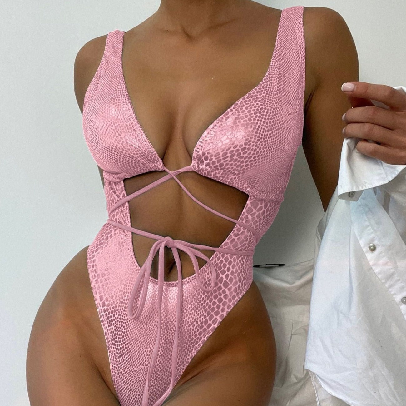 Jednodílné plavky Monokini s hadím potiskem