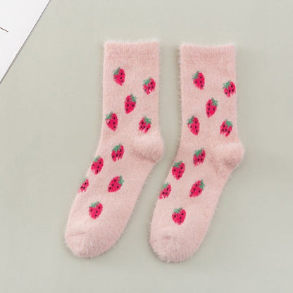 Dámské nadýchané ponožky s ovocným potiskem