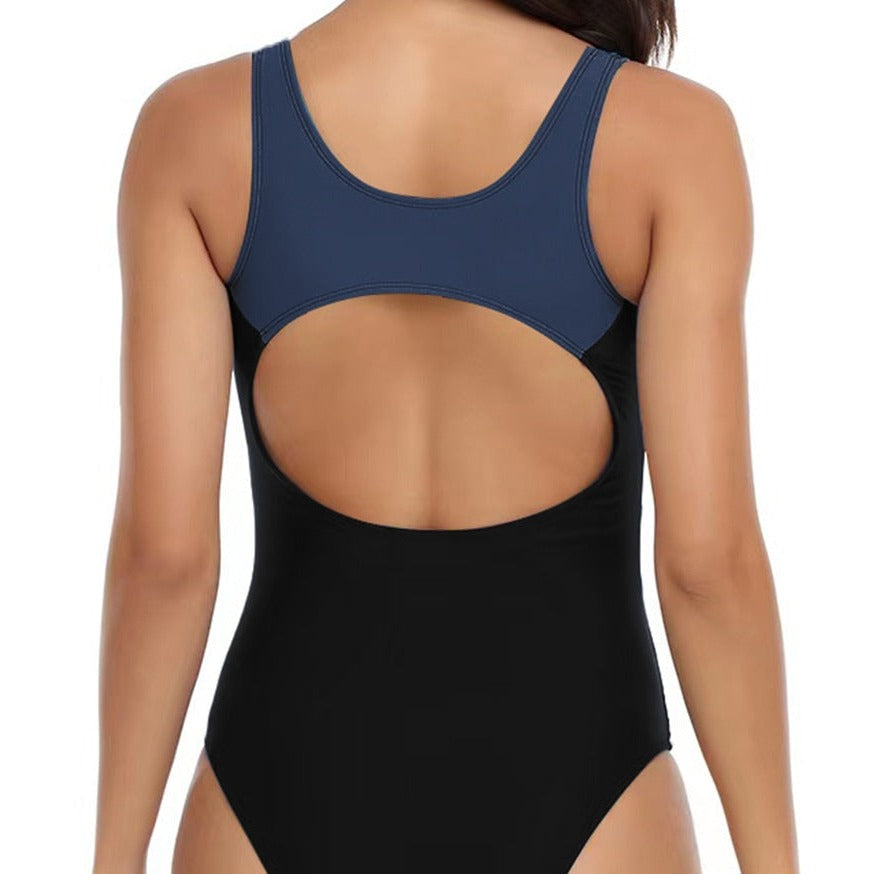 Sportovní jednodílné plavky s kulatým výstřihem