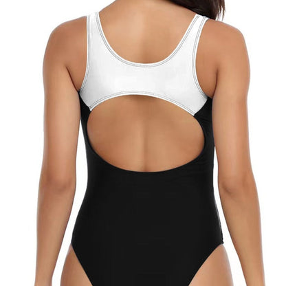 Sportovní jednodílné plavky s kulatým výstřihem