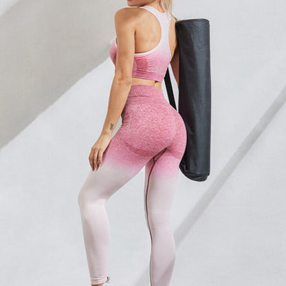 Sportovní ombré top bez rukávů a legíny