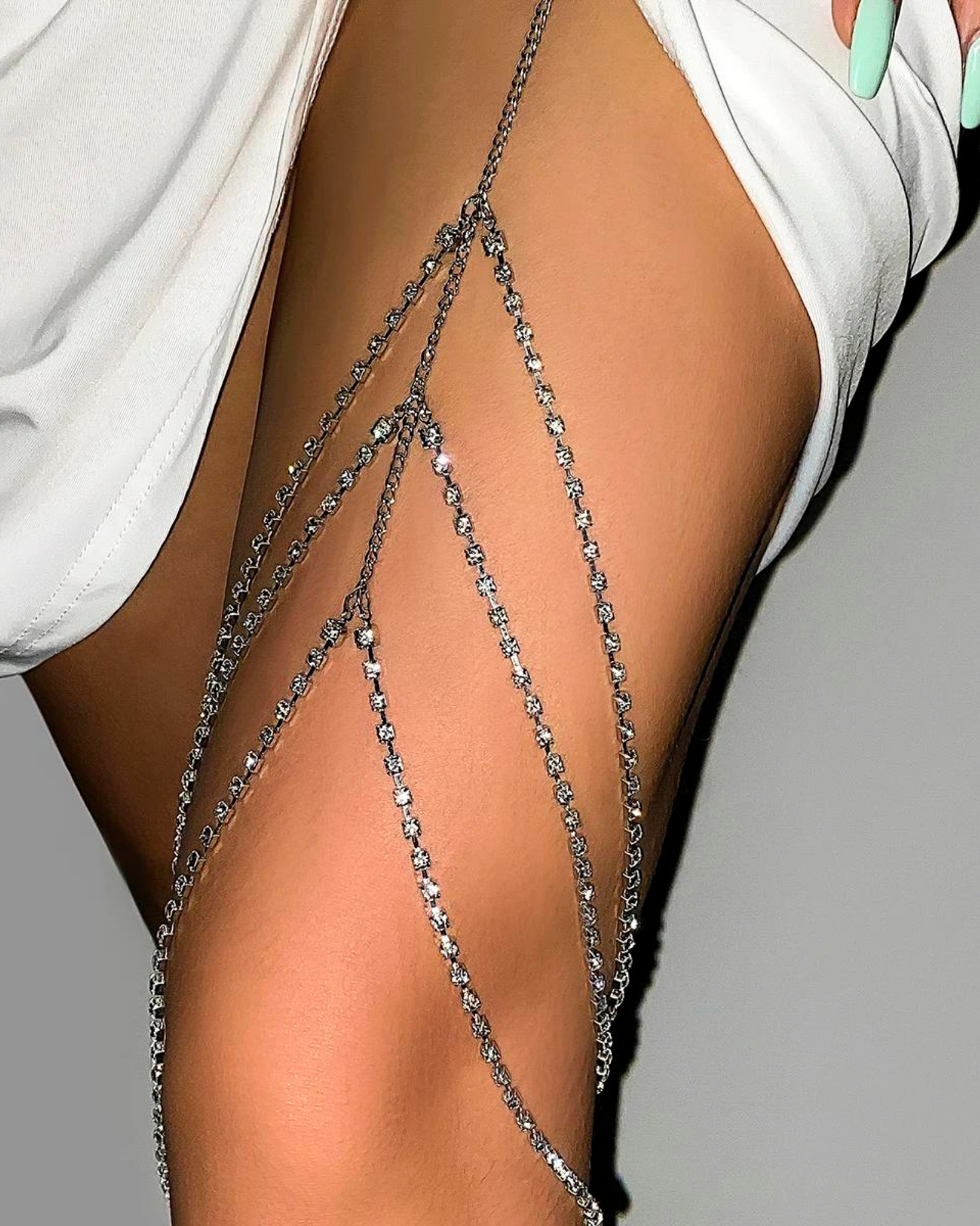 Řetízek na stehno s krystaly