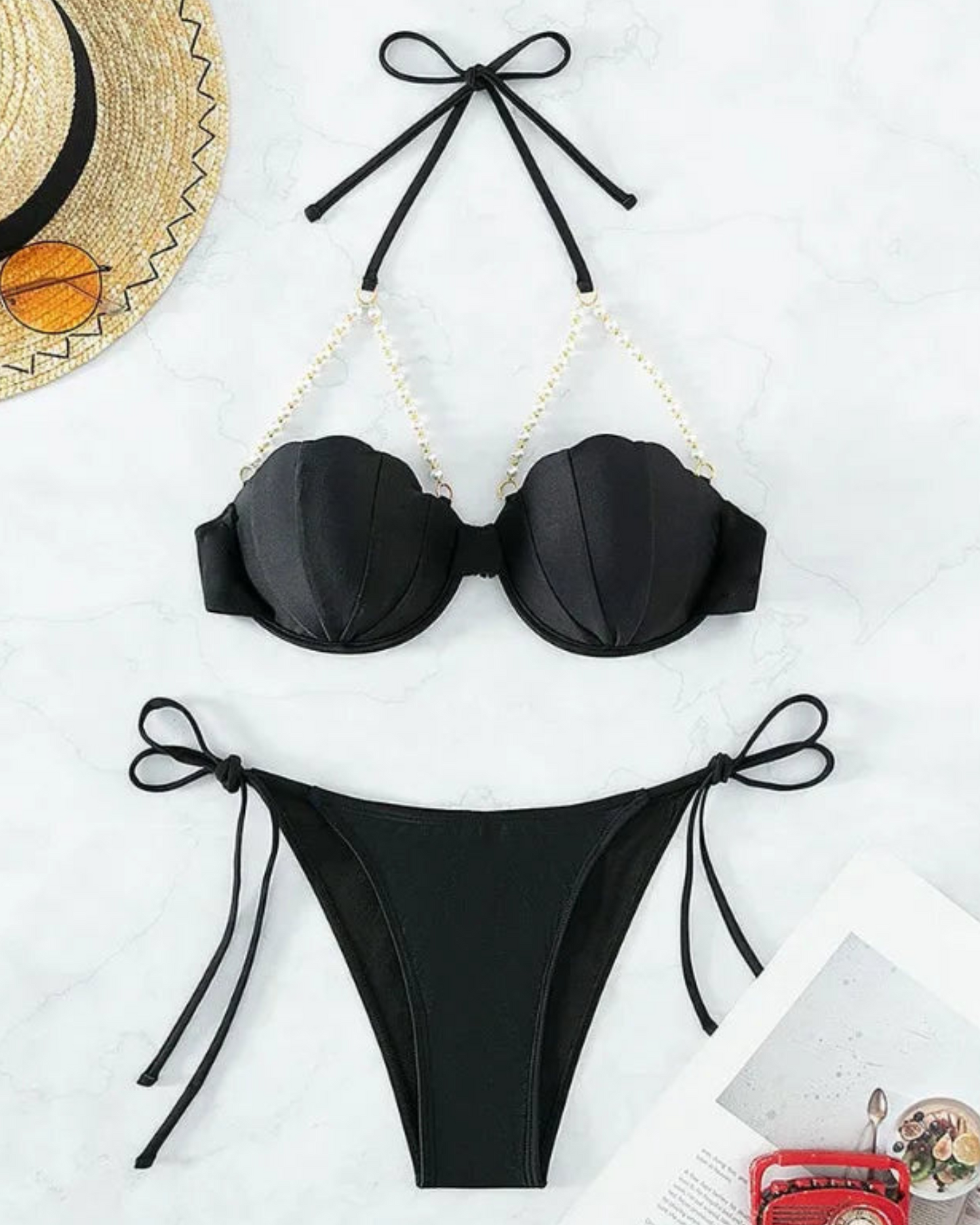 Plavky s podprsenkou s mořským vzorem