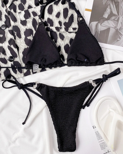 Bikiny s vysokým pasem a nastavitelnými vázacími pásky