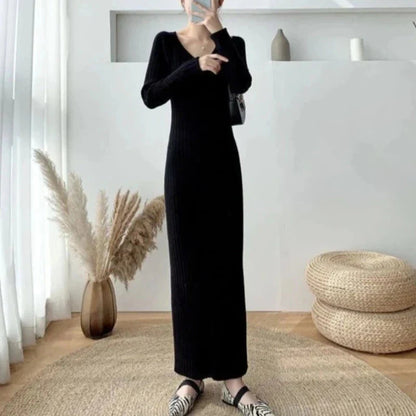 Maxi šaty s žebrovaným úpletem