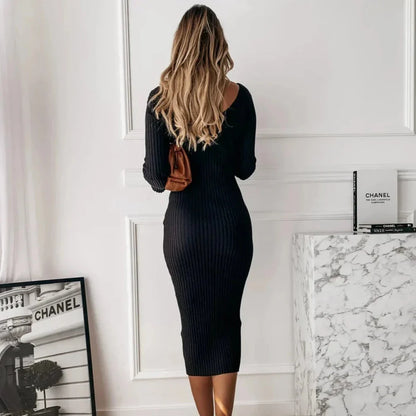 Žebrované pletené midi šaty