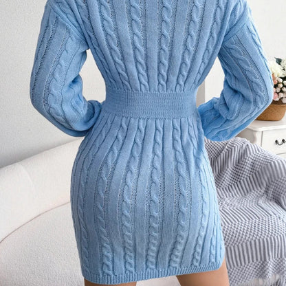 Pletené minišaty s výstřihem do V