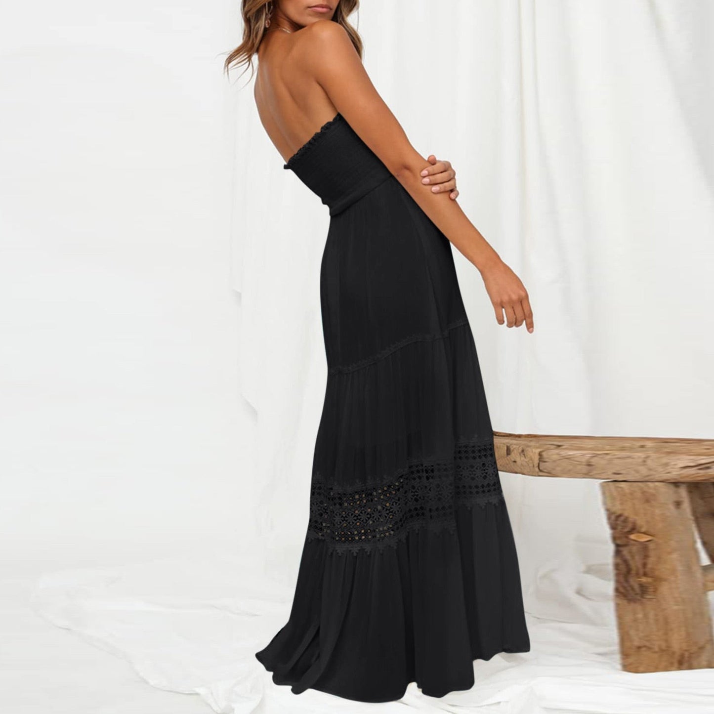 Letní maxi šaty bez ramínek