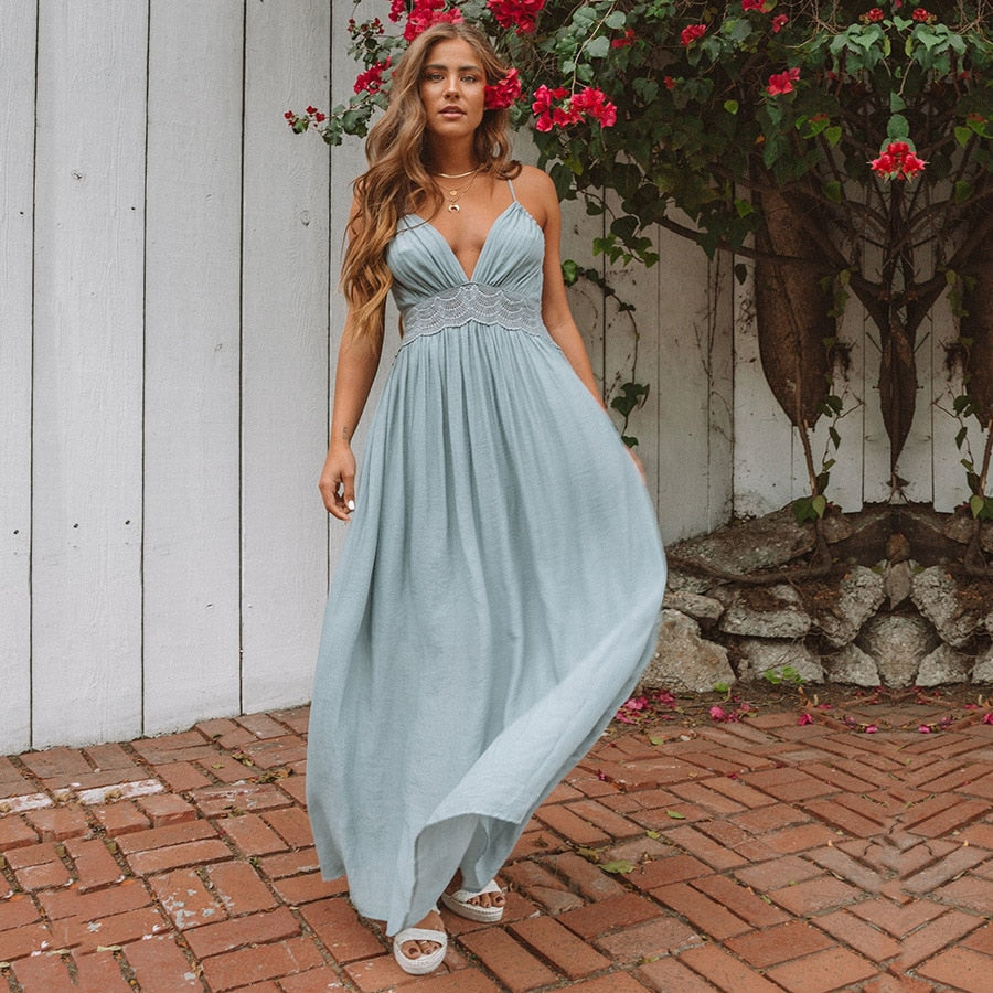 Maxi letní šaty s krajkou