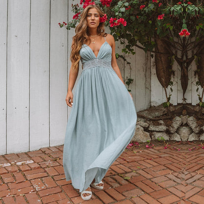 Maxi letní šaty s krajkou