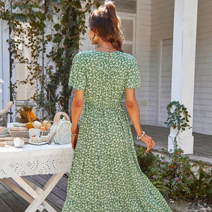 Maxi letní šaty s krátkým rukávem