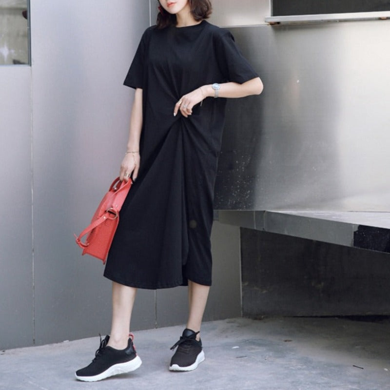 Letní midi šaty s tričkem a zavazováním