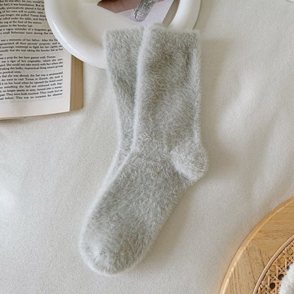 Dlouhé nadýchané dámské ponožky v pastelových barvách