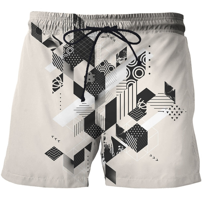 Pánské plavecké kraťasy s abstraktními vzory