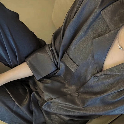 Dámské texturované pyžamo s dlouhým rukávem