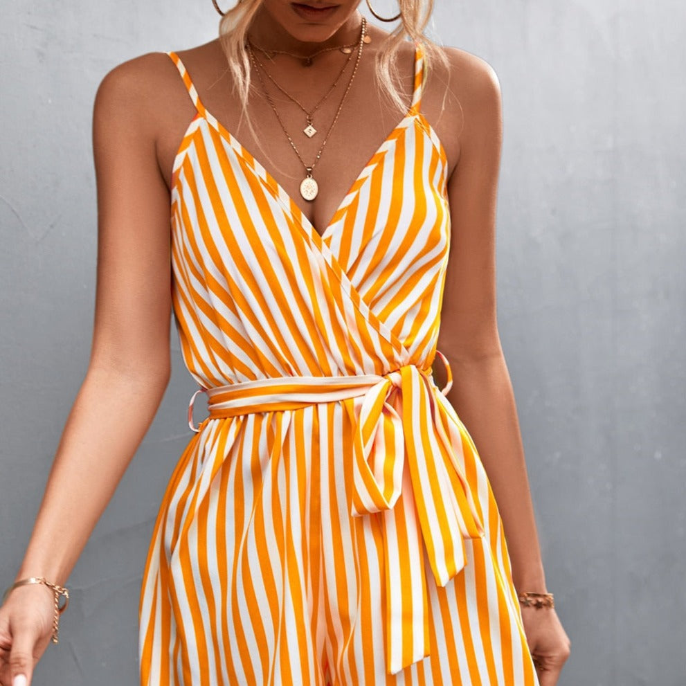 Zavázaný pruhovaný overal